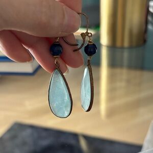 Elegant Blue and Gold Drop Earrings